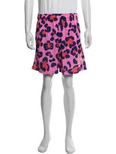 Pre-owned Eric Emanuel Ee Animal Print Athletic Shorts In Pink
