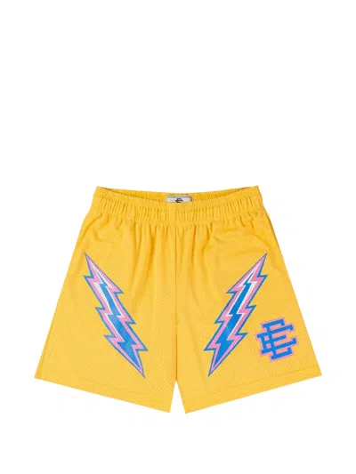 Eric Emanuel Ee Basic Bolt-print Shorts In Yellow