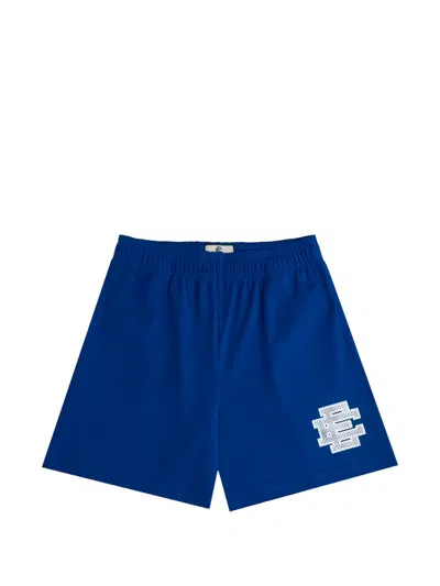Eric Emanuel Ee Basic Metallic-logo Shorts In Blue