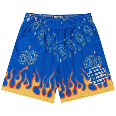 Pre-owned Eric Emanuel Ee Basic Short 'blue Paisley Flame' | Men's Size S