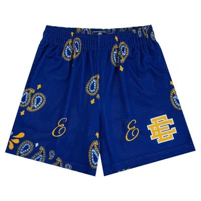 Pre-owned Eric Emanuel Ee Basic Short 'royal Blue Paisley' | Men's Size L