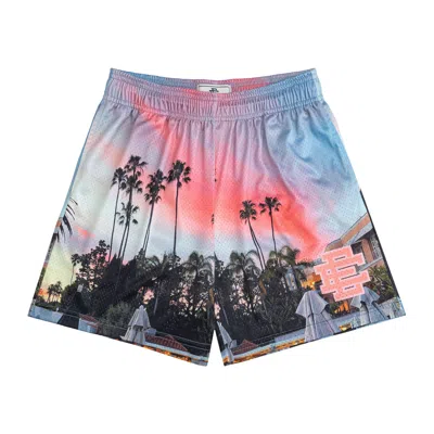 Pre-owned Eric Emanuel Ee Basic Short 'sunset Palm Trees' | Multi-color | Men's Size L In Multicolor
