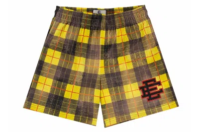 Pre-owned Eric Emanuel Ee Basic Short Yellow/black Plaid