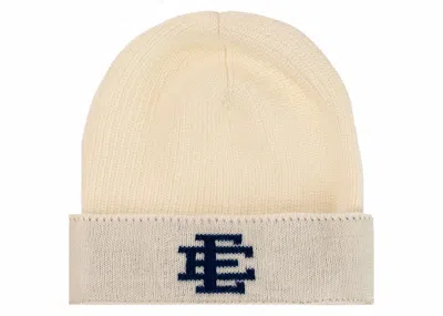 Pre-owned Eric Emanuel Ee Beanie In White/navy Blue In Multi