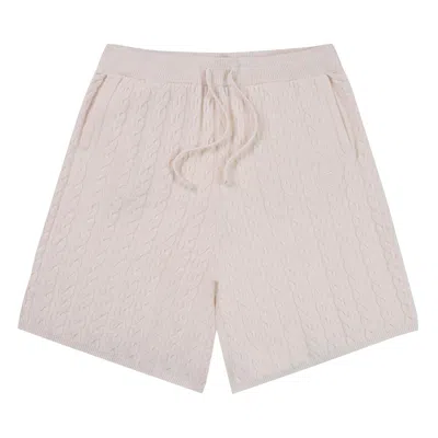 Pre-owned Eric Emanuel Ee Cable Knit Short 'ivory' | Cream | Men's Size M