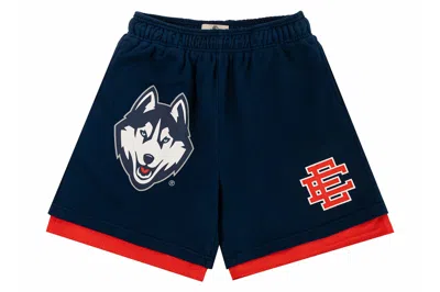 Pre-owned Eric Emanuel Ee Double Layer Uconn Short Navy/red