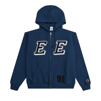 Pre-owned Eric Emanuel Ee Felt Zip-up Hoodie 'navy' | Blue | Men's Size M