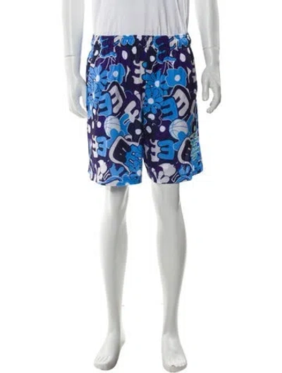 Pre-owned Eric Emanuel Ee Floral Print Jogger Shorts In Blue