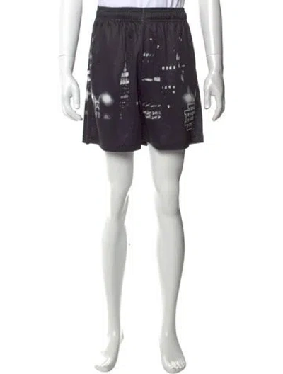 Pre-owned Eric Emanuel Ee Graphic Print Athletic Shorts In Black