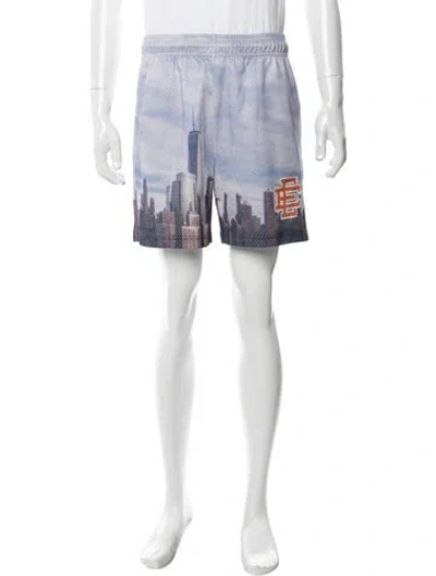 Pre-owned Eric Emanuel Ee Graphic Print Athletic Shorts In Blue