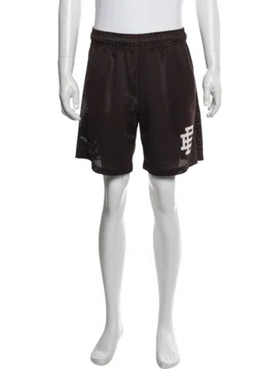 Pre-owned Eric Emanuel Ee Graphic Print Athletic Shorts In Brown