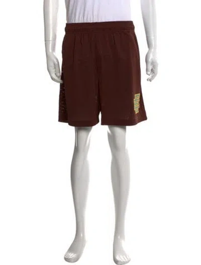 Pre-owned Eric Emanuel Ee Graphic Print Athletic Shorts In Brown