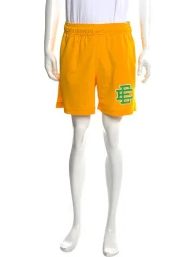 Pre-owned Eric Emanuel Ee Graphic Print Athletic Shorts In Yellow