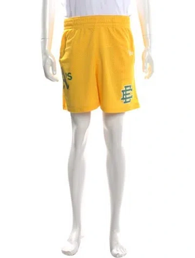 Pre-owned Eric Emanuel Ee Graphic Print Athletic Shorts In Yellow