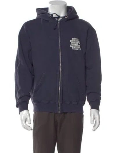 Pre-owned Eric Emanuel Ee Graphic Print Crew Neck Hoodie In Blue