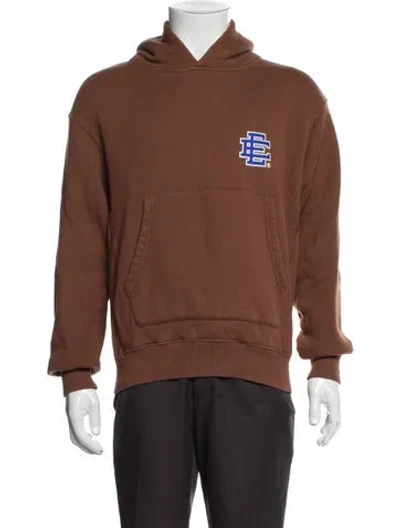 Pre-owned Eric Emanuel Ee Graphic Print Crew Neck Hoodie In Brown
