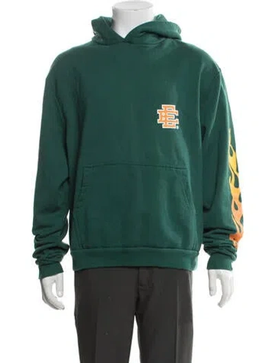 Pre-owned Eric Emanuel Ee Graphic Print Crew Neck Hoodie In Green