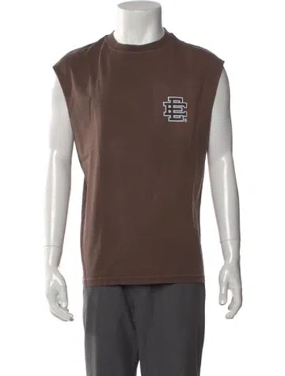 Pre-owned Eric Emanuel Ee Graphic Print Crew Neck T-shirt In Brown