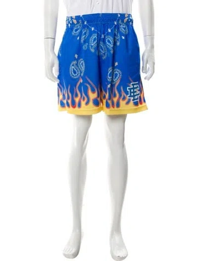 Pre-owned Eric Emanuel Ee Graphic Print Jogger Shorts In Blue