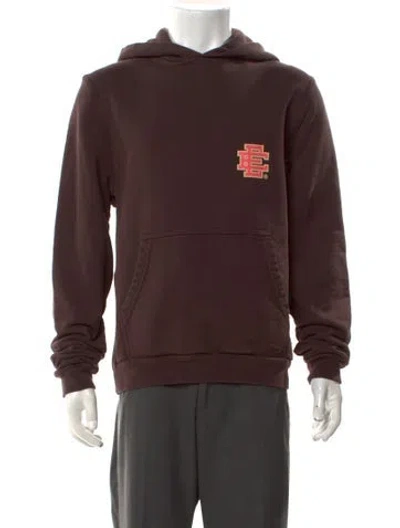Pre-owned Eric Emanuel Ee Graphic Print V-neck Hoodie In Brown