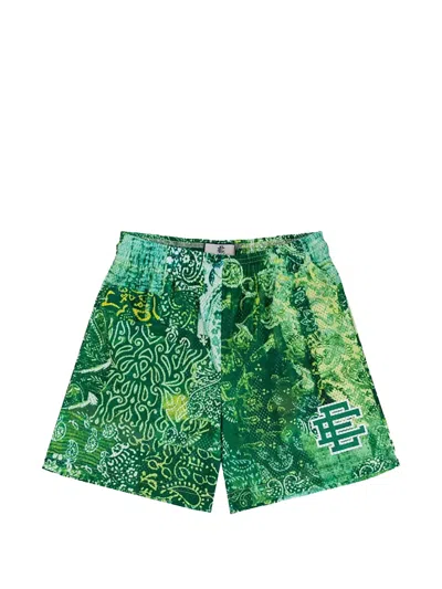 Eric Emanuel Paisley-print Mesh Shorts In Green
