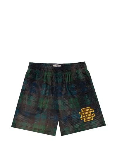 Eric Emanuel Logo-print Tartan Mesh Shorts In Green