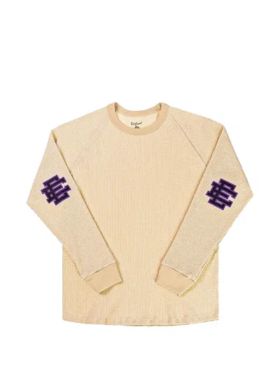 Eric Emanuel Ee Logo-print Waffle-knit Raglan-sleeve Sweatshirt In Neutral