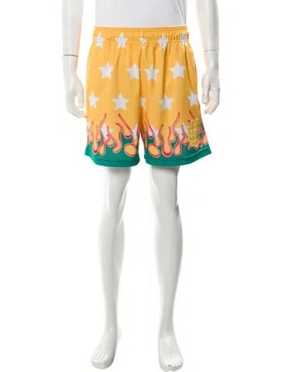 Pre-owned Eric Emanuel Ee Printed Athletic Shorts In Yellow