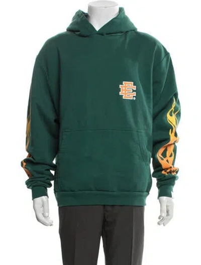 Pre-owned Eric Emanuel Ee Printed Crew Neck Hoodie In Green