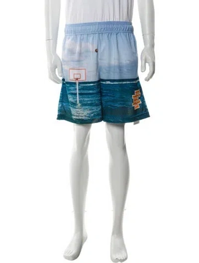Pre-owned Eric Emanuel Ee Printed Jogger Shorts In Blue