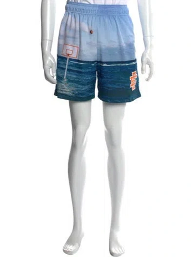 Pre-owned Eric Emanuel Ee Printed Jogger Shorts In Blue