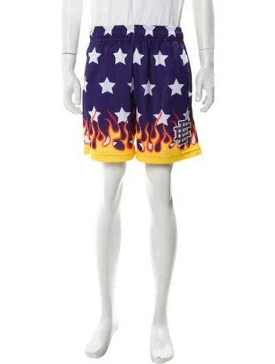 Pre-owned Eric Emanuel Ee Printed Jogger Shorts In Blue