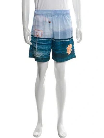 Pre-owned Eric Emanuel Ee Printed Jogger Shorts In Blue