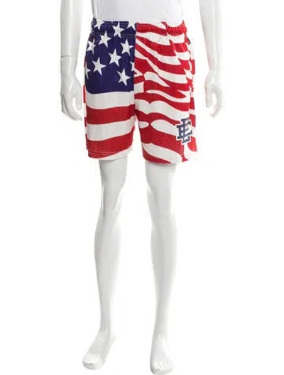 Pre-owned Eric Emanuel Ee Printed Jogger Shorts In Red