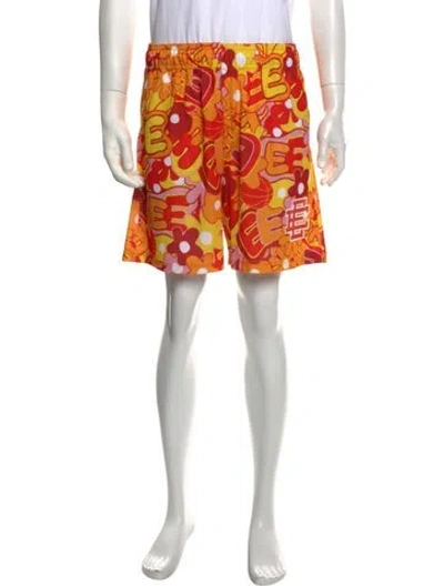 Pre-owned Eric Emanuel Ee Printed Jogger Shorts In Yellow