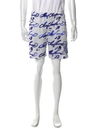 Pre-owned Eric Emanuel Ee Printed Swim Trunks In White