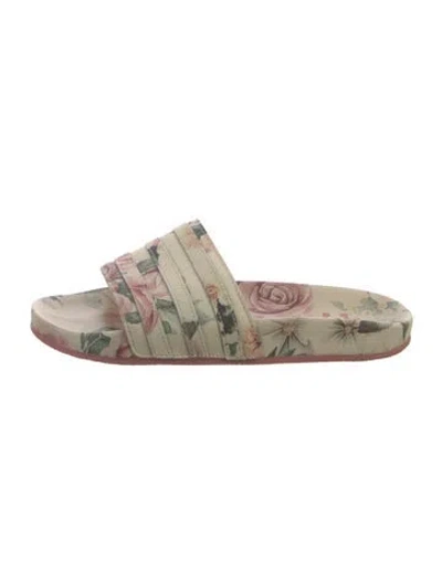 Pre-owned Eric Emanuel Ee Rubber Floral Print Slides In Neutral