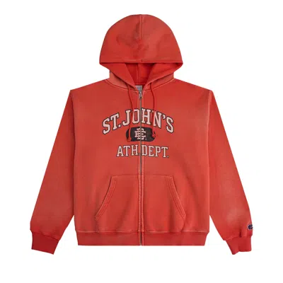 Pre-owned Eric Emanuel Ee St. John's Zip-up Hoodie 'washed Red/navy' | Men's Size Xxl
