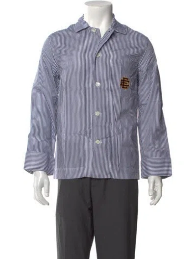 Pre-owned Eric Emanuel Ee Striped Long Sleeve Dress Shirt In Blue