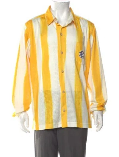 Pre-owned Eric Emanuel Ee Striped Long Sleeve Shirt In Yellow