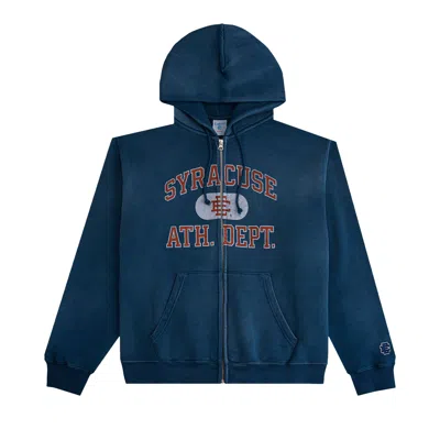 Pre-owned Eric Emanuel Ee Syracuse Zip-up Hoodie 'navy/orange' | Blue | Men's Size S