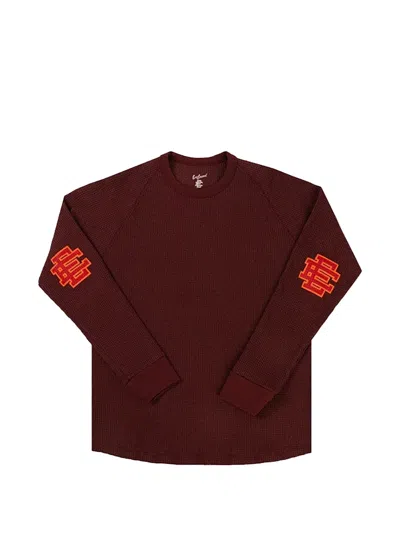 Eric Emanuel Ee Thermal Raglan-sleeve Sweater In Burgundy