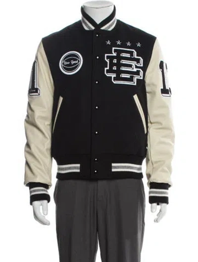 Pre-owned Eric Emanuel Ee Wool Striped Varsity Jacket In Blue