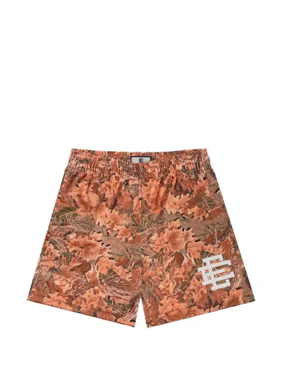 Eric Emanuel Leaf-pattern Shorts In Brown