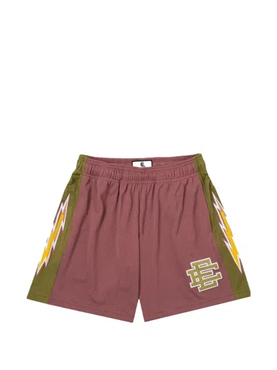 Eric Emanuel Lightning-bolt Mesh Shorts In Brown