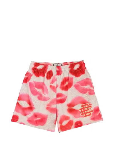 Eric Emanuel Lip-print Mesh Shorts In Multi