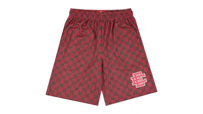 Pre-owned Eric Emanuel Men's  Ee Baggy Short Ee Print/in Red Ee Print