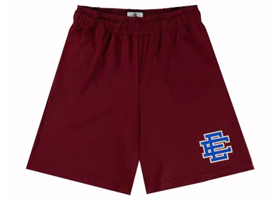 Pre-owned Eric Emanuel Men's  Ee Baggy Short In Burgundy/blue In Multi