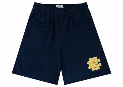 Pre-owned Eric Emanuel Men's  Ee Baggy Short In Navy Blue/yellow