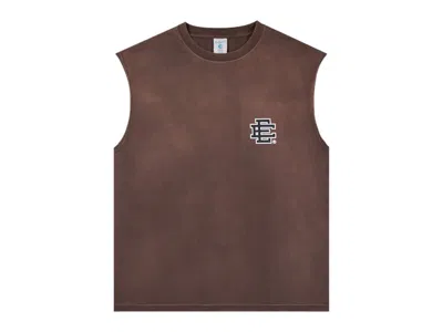 Pre-owned Eric Emanuel Men's  Ee Basic Cutoff Tank In Washed Brown/black